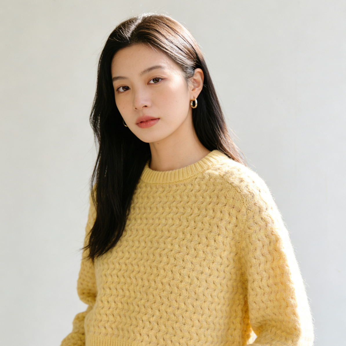 秋冬粗针加厚套头毛衣女慵懒宽松外穿针织毛衣7290