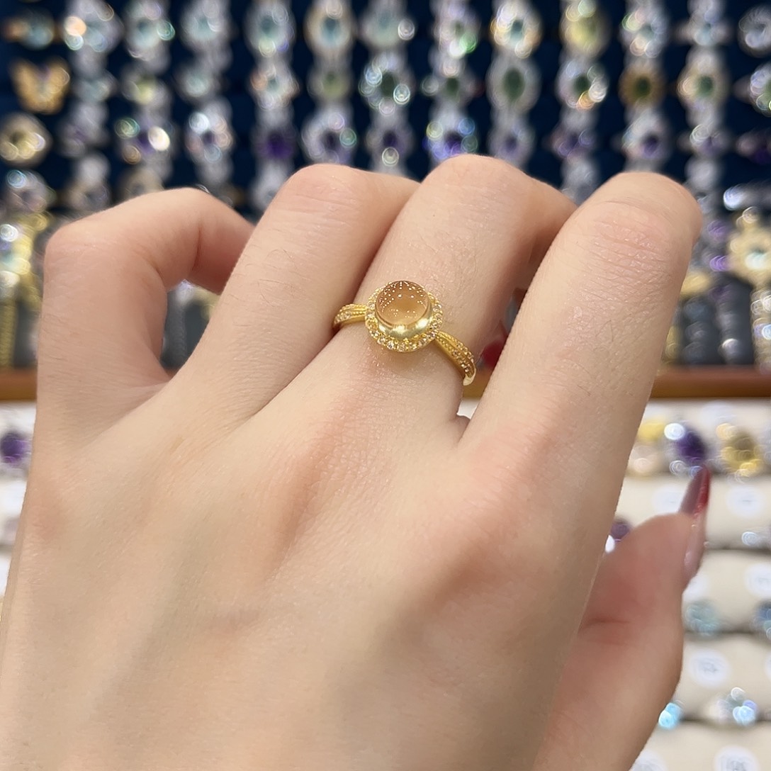 黄晶女款银S925镶嵌戒指