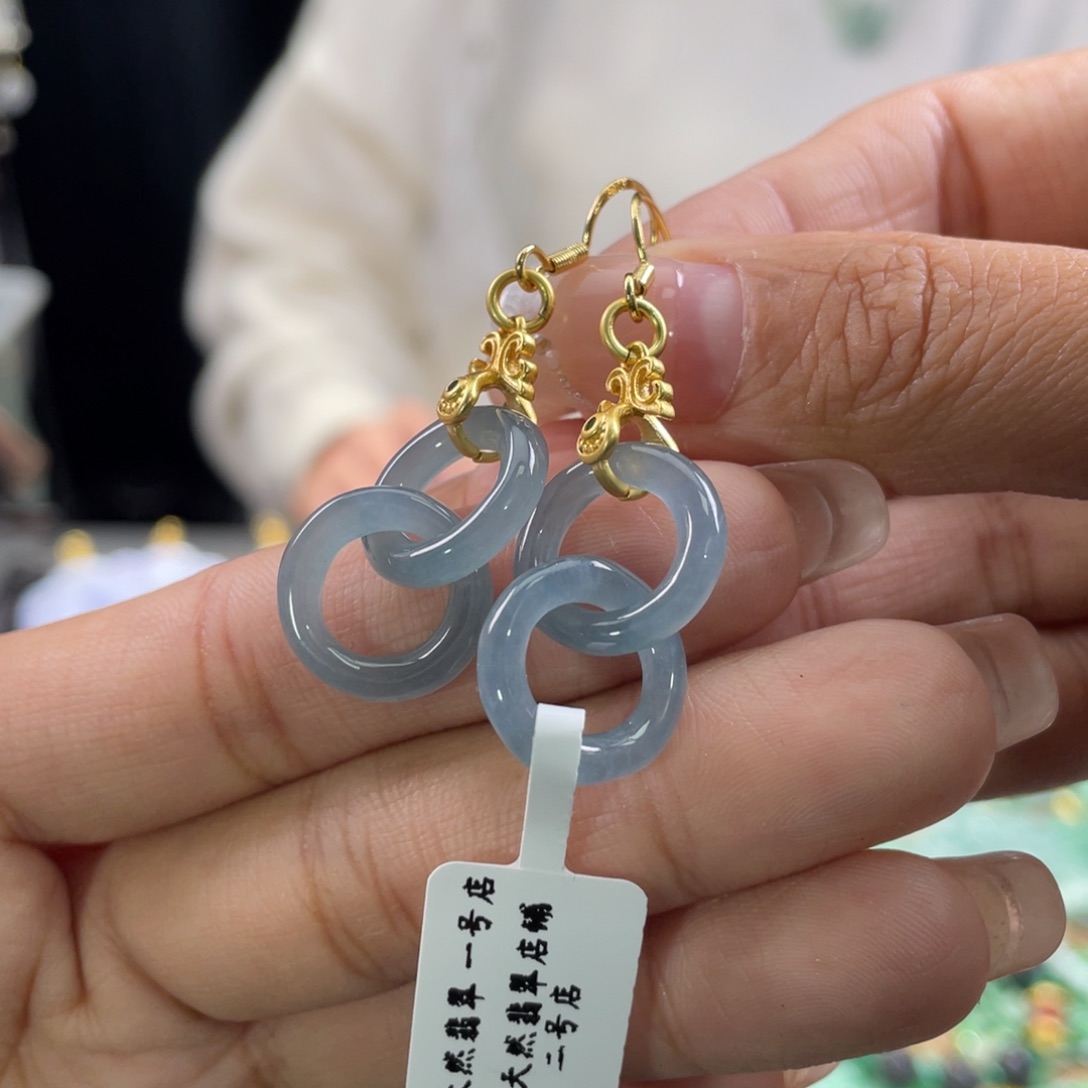 翡翠耳饰未镶嵌代编织