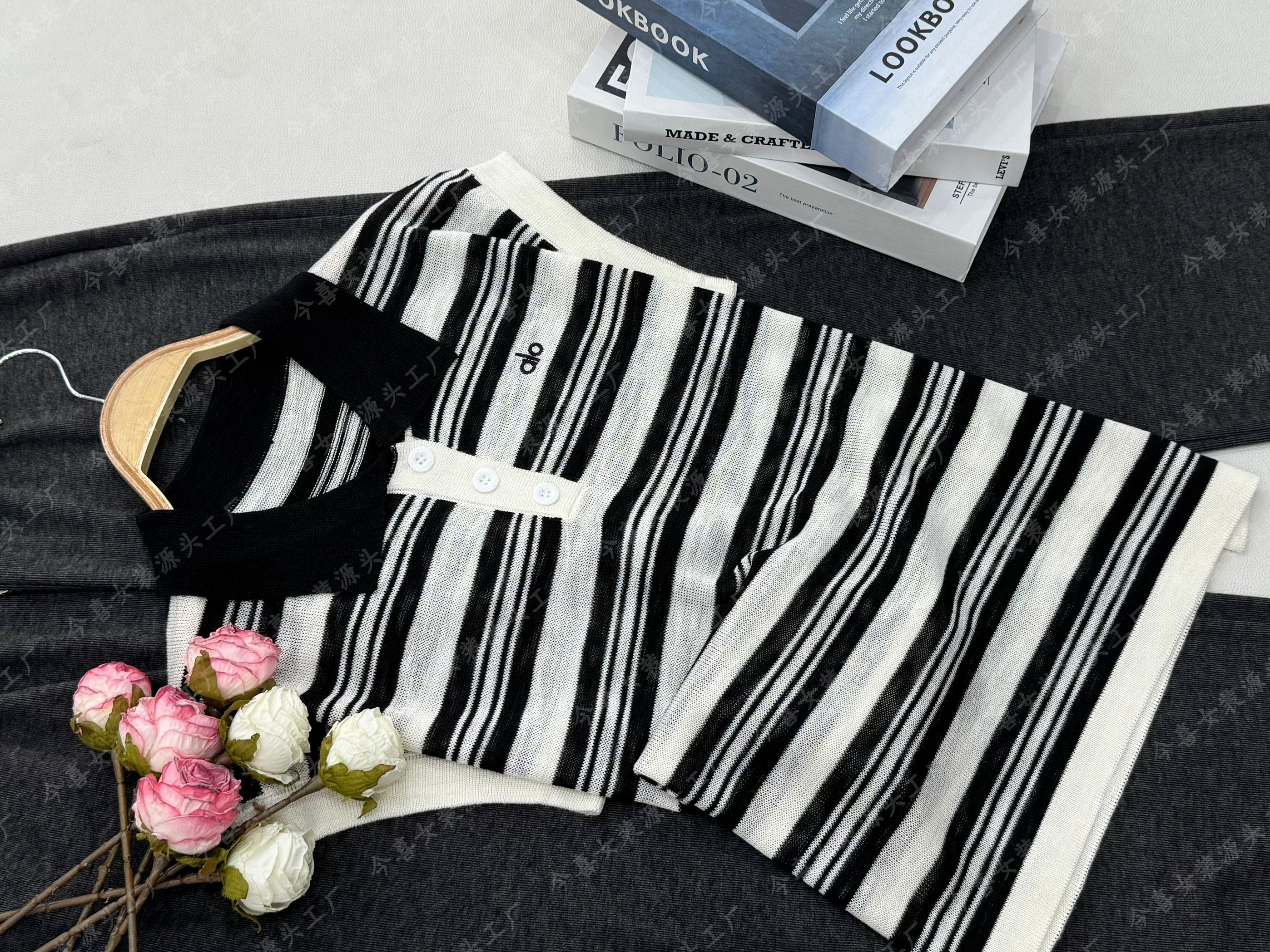 【条纹翻领套头】夏季新款宽松设计感上衣QC3295