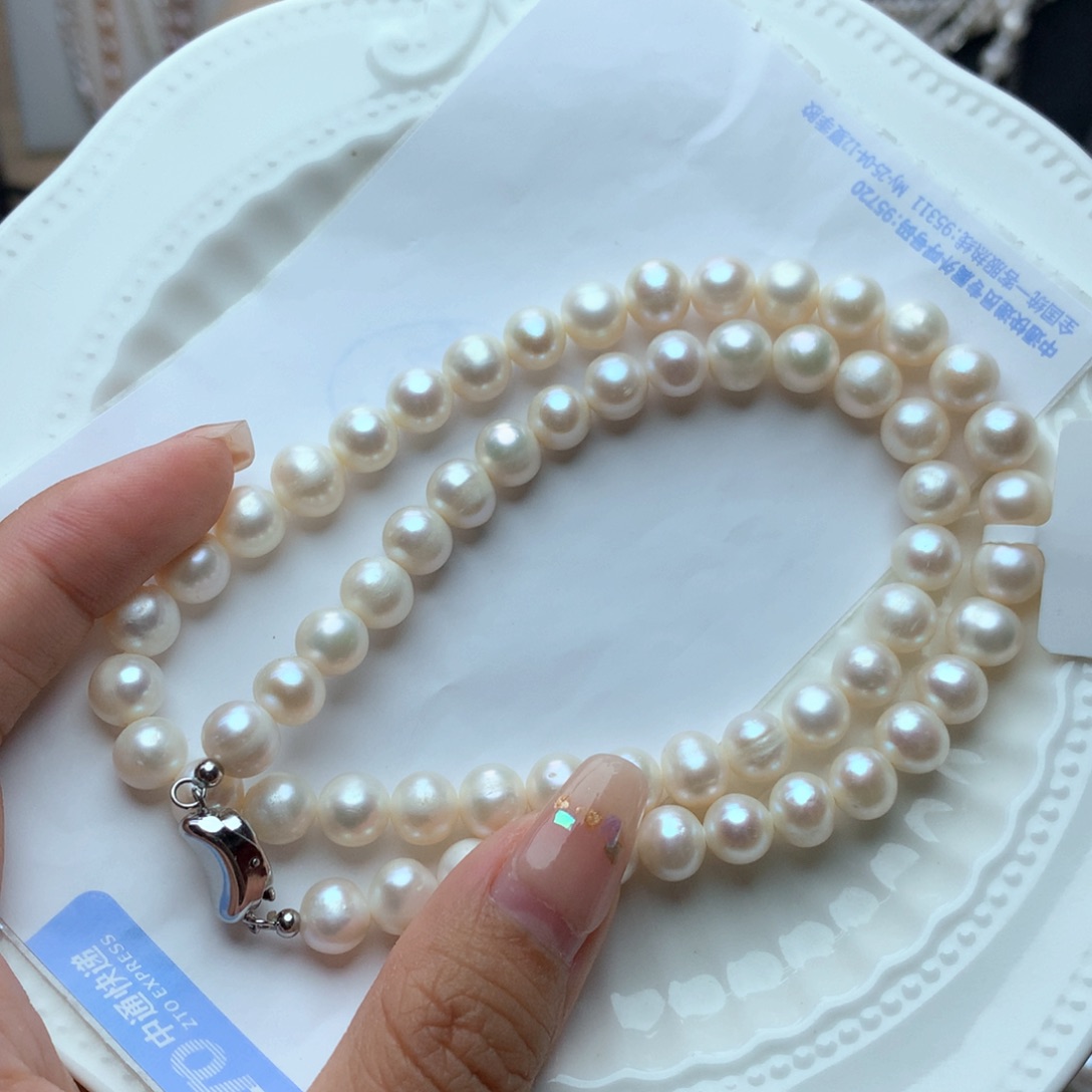 未镶嵌淡水珍珠8-9润*a61项链