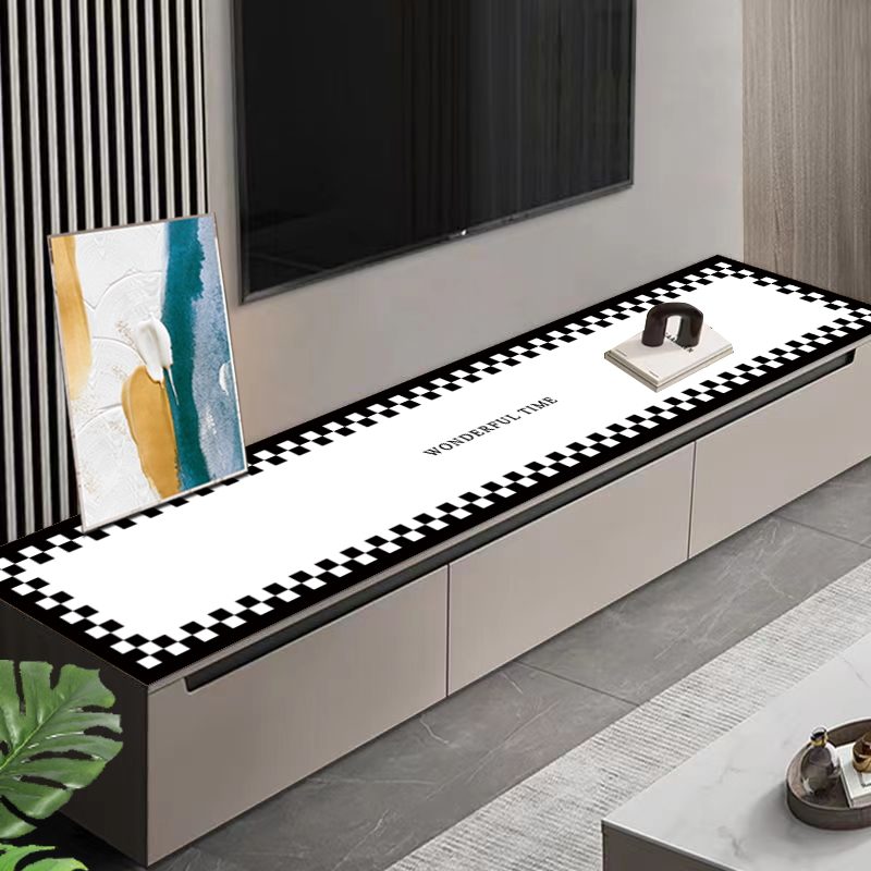 轻奢简约电视柜皮革桌垫 防水防烫免洗餐边柜鞋柜玄关桌垫茶几