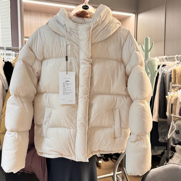 【刘噗噗】95绒！白色恋人 可溯源连帽拉链款磁吸扣泡芙款羽绒服1316