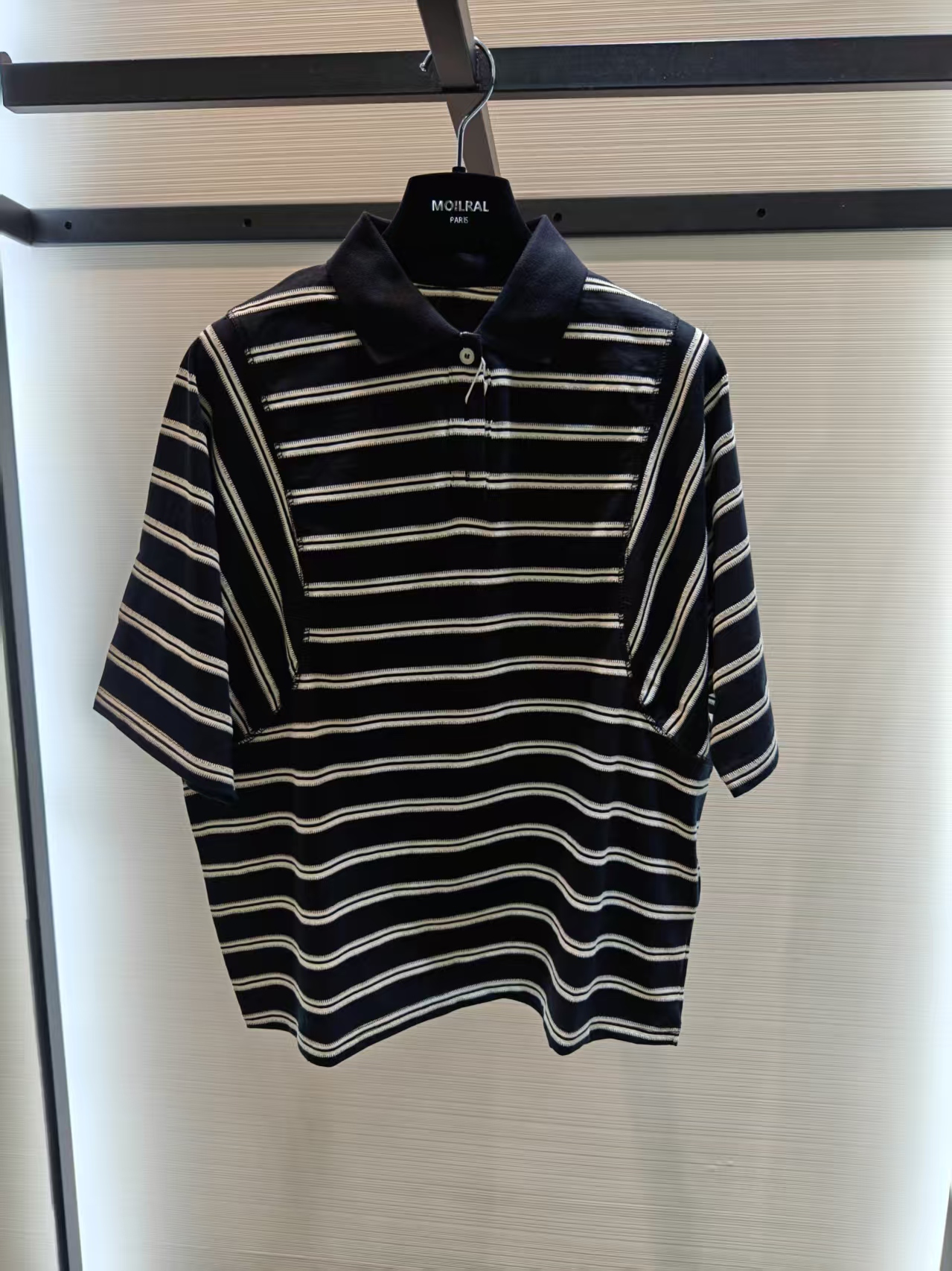 MO夏季新款polo领条纹宽松休闲百搭短袖FH2301764