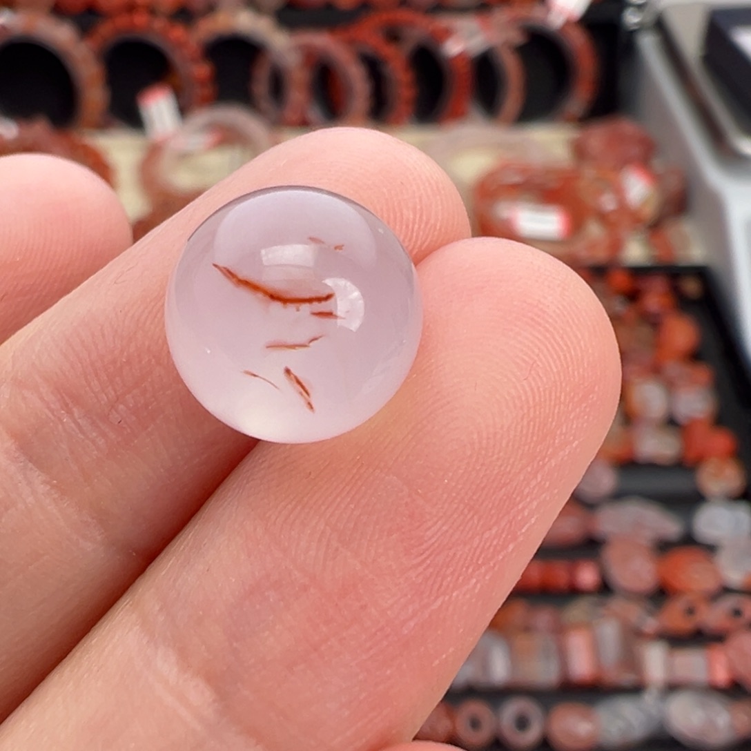 南红玛瑙未镶嵌颈饰冰飘单珠卡10+