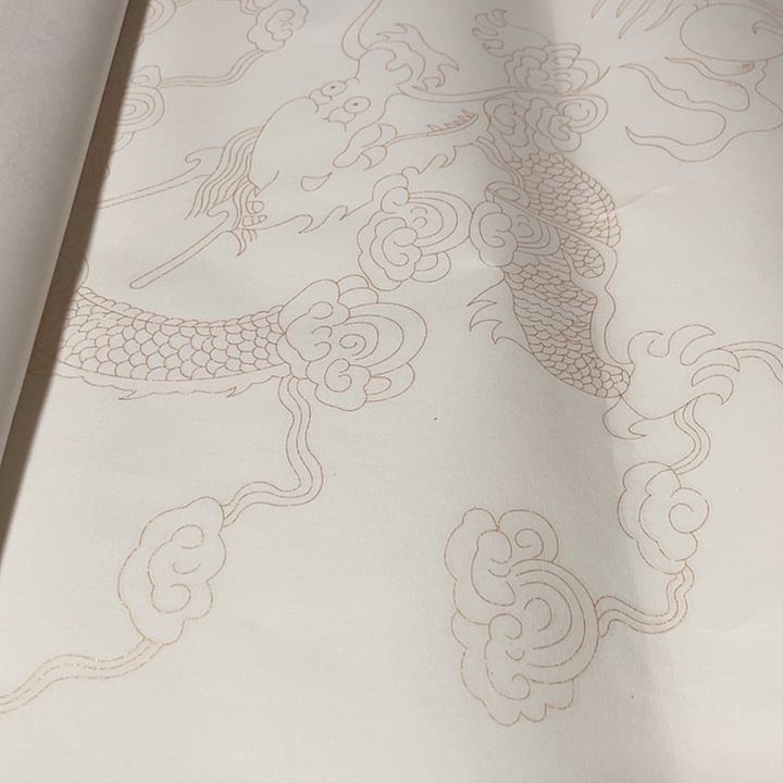 六尺对开白色描龙