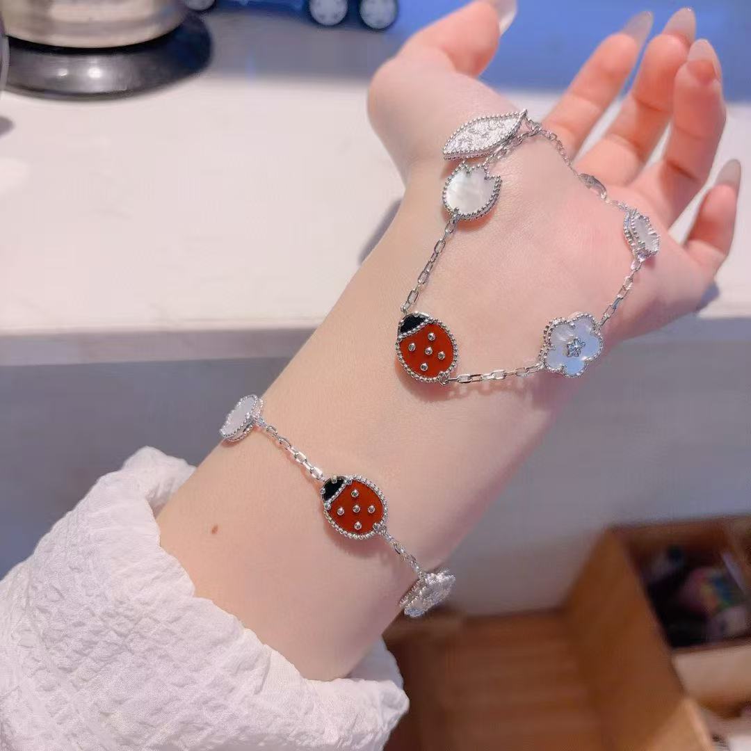 925银手链 重工定制原版专柜品质七星瓢虫五花手链