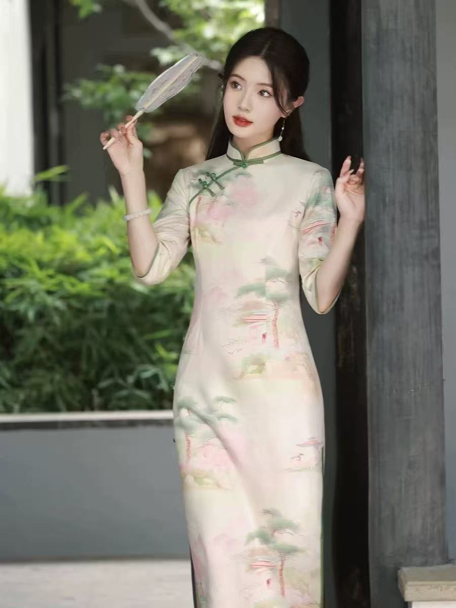 856 年轻款素雅民国风《夕颜》旗袍