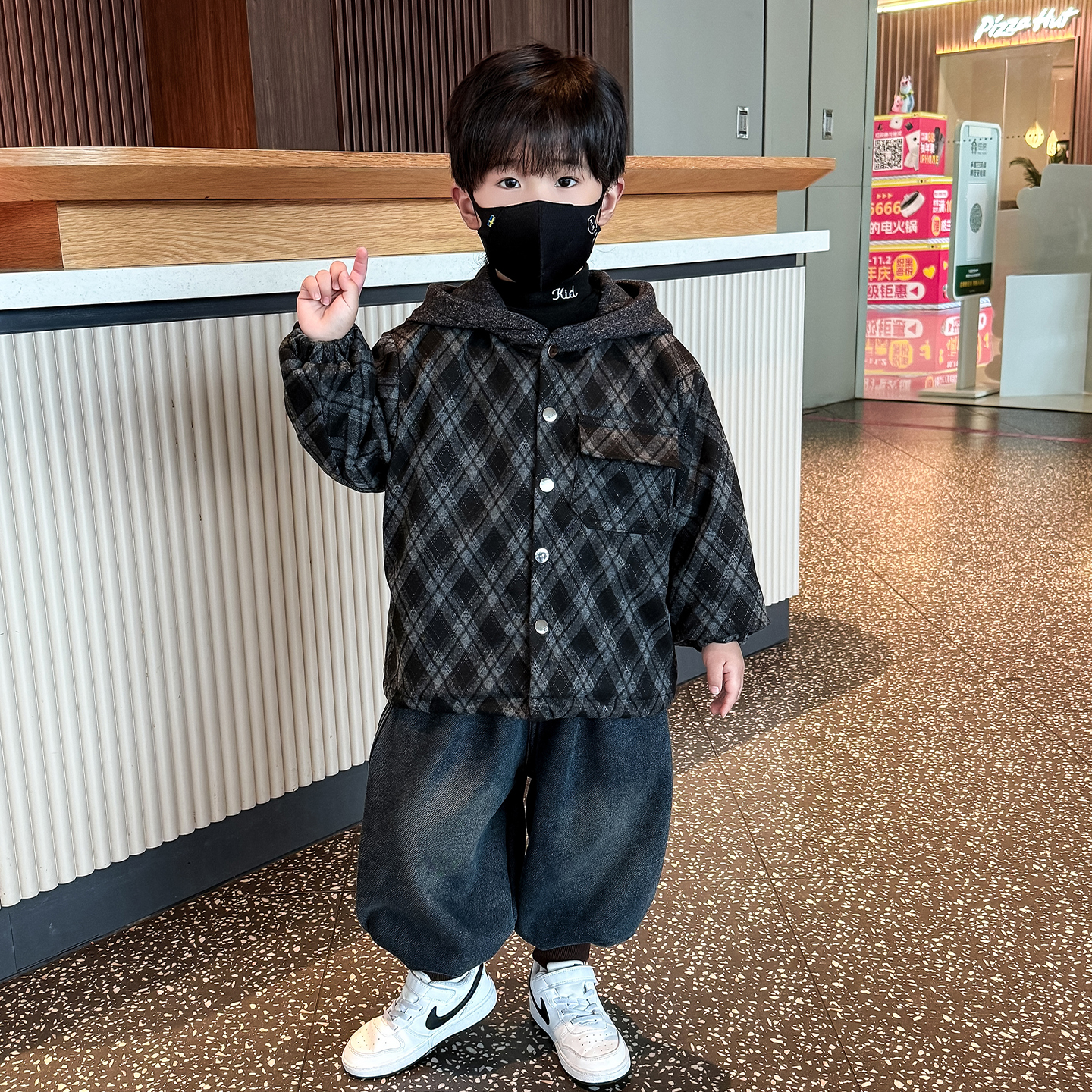 男童冬季保暖夹棉外套2025新款儿童加厚棉衣男孩宝宝冬装加绒棉袄