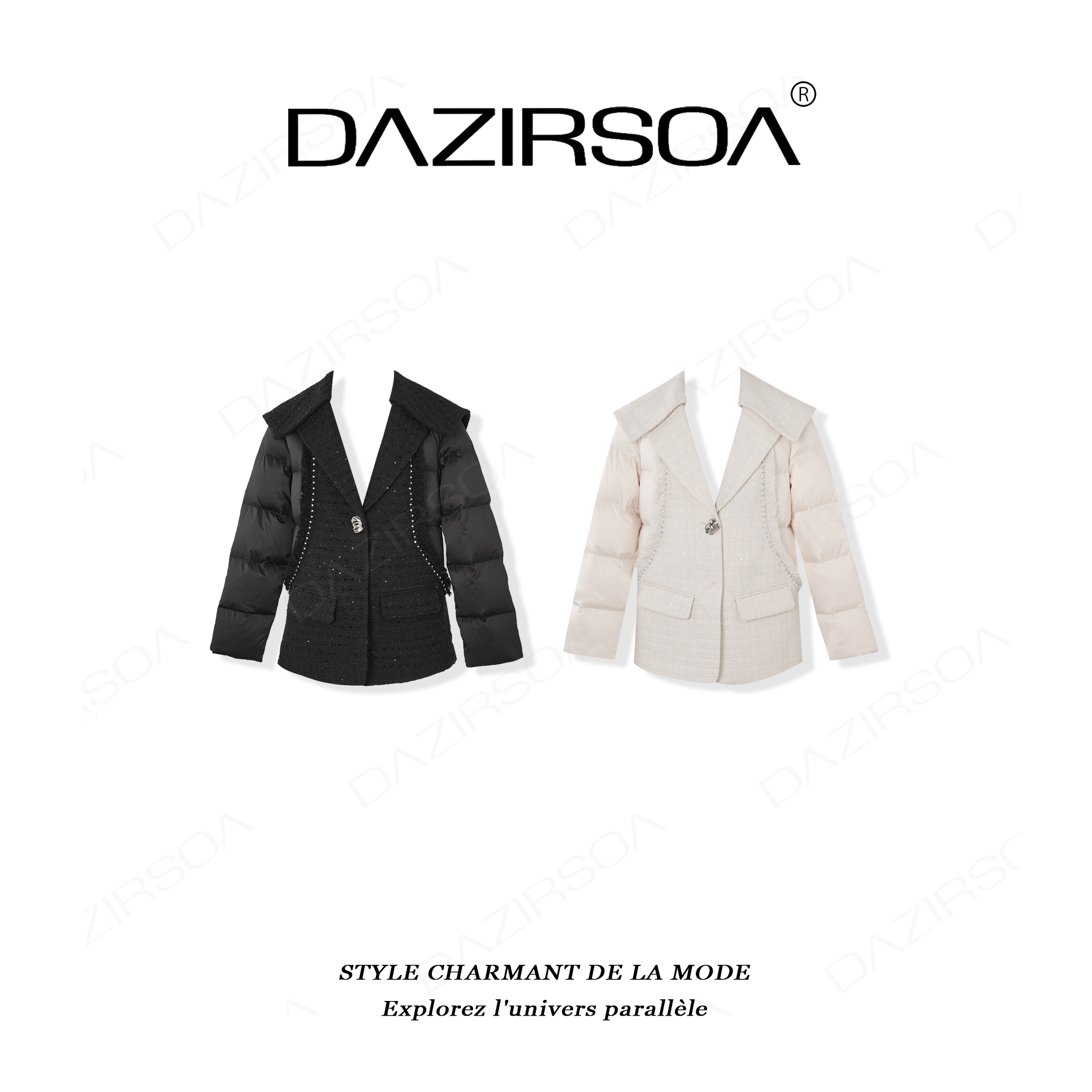 “打破边界”时尚小众解构感海军领羽绒服外套 AC103