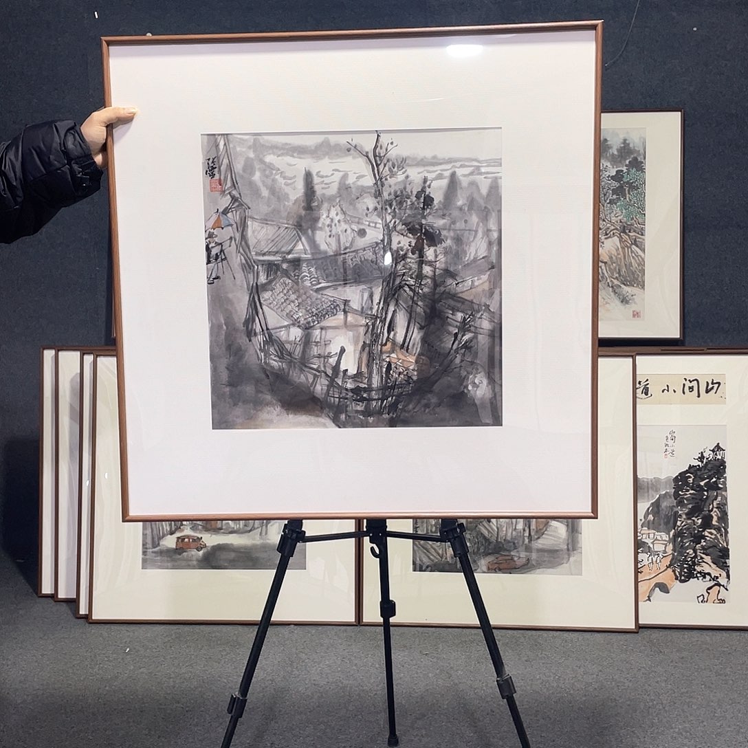 国画手绘画作品带框