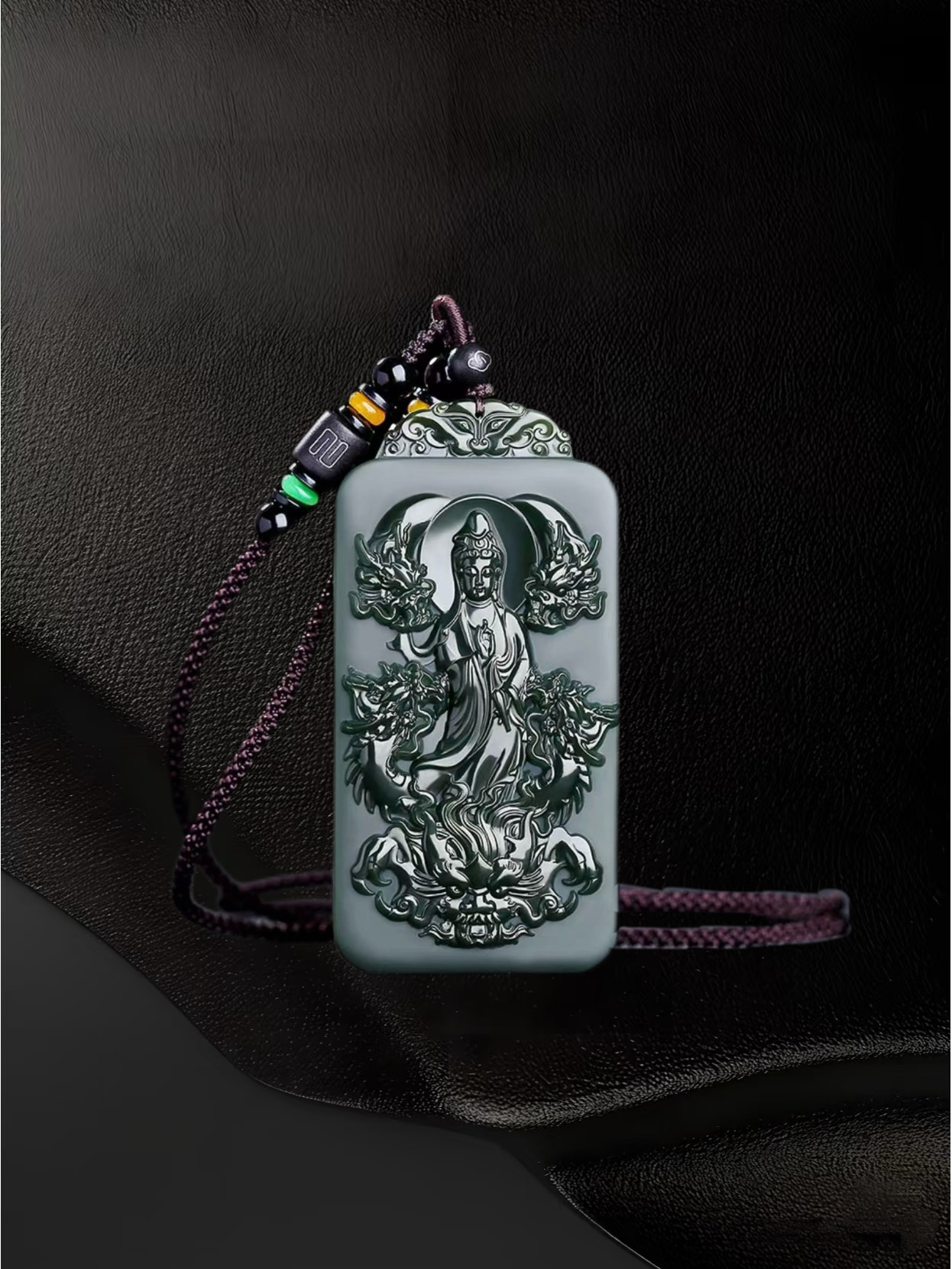 【梁总专属】精美和田玉和田墨玉观音无事牌