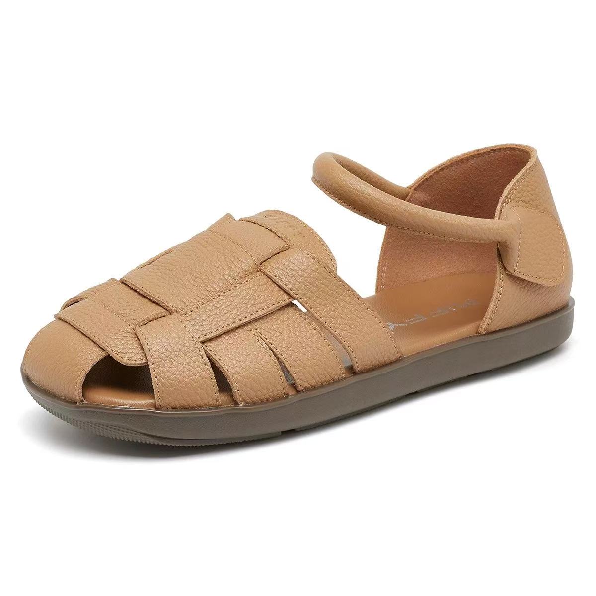 【老彭同学】夏季平底罗马凉鞋复古编织女鞋2531