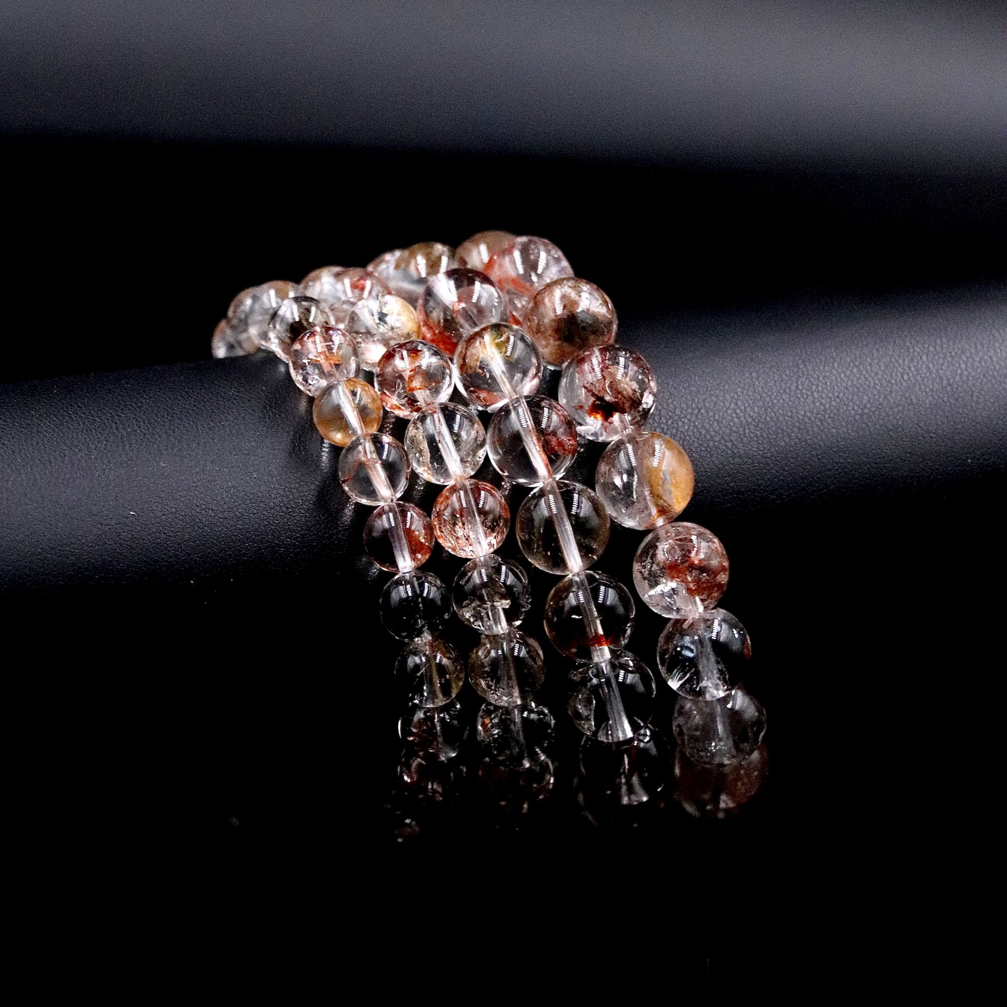 天然老矿透体胶花闪灵钻水晶手串C6022-多样性发一