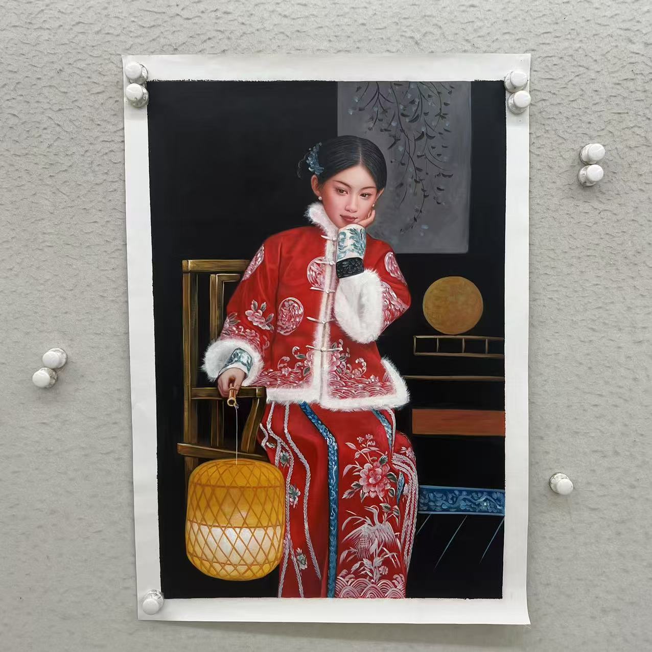 林彦新***中国新娘 -提灯笼- -约60*90厘米-手绘油画-麻布