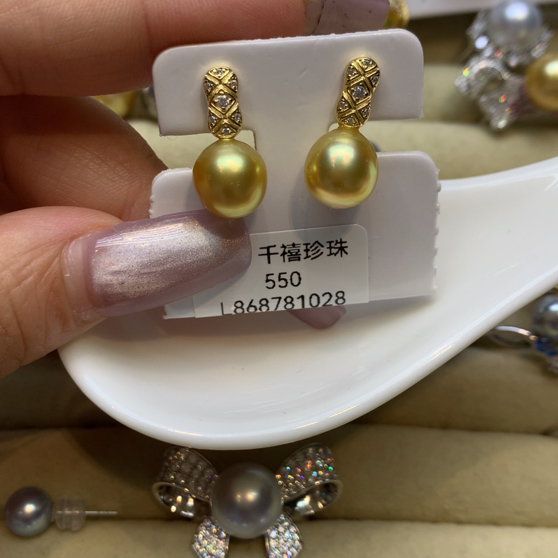 银S925镶嵌耳饰海水珍珠