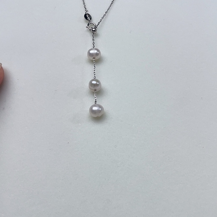 银S925镶嵌颈饰淡水珍珠设计款珍珠
