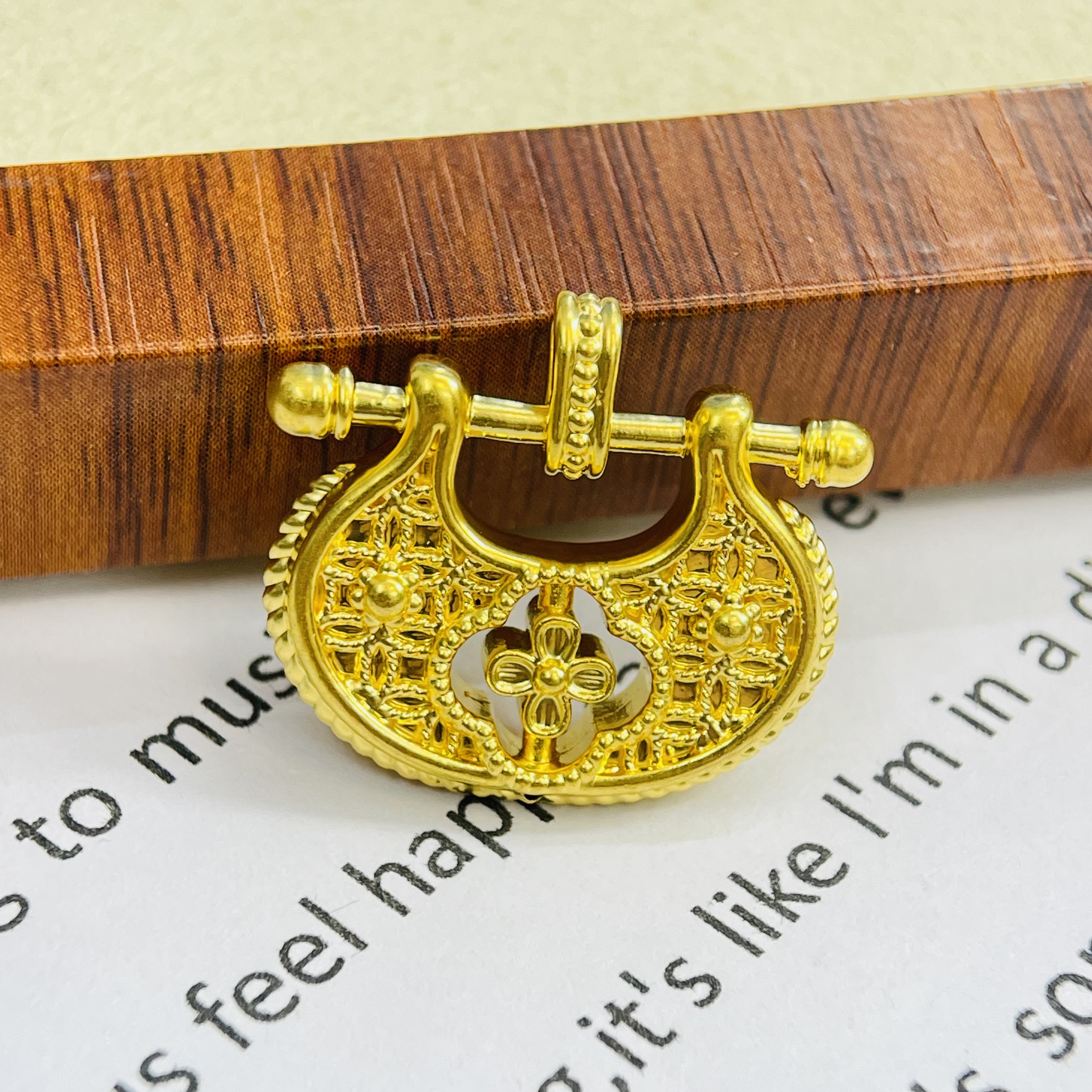 足金999四叶安福锁黄金首饰配件DP2821-01320