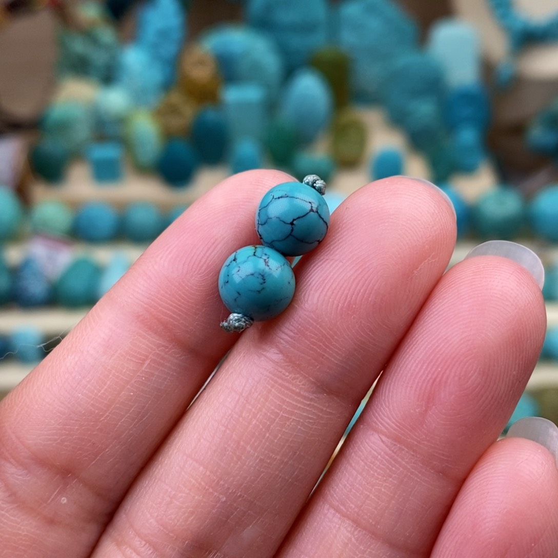 绿松石珠宝奇石未镶嵌7.6mm