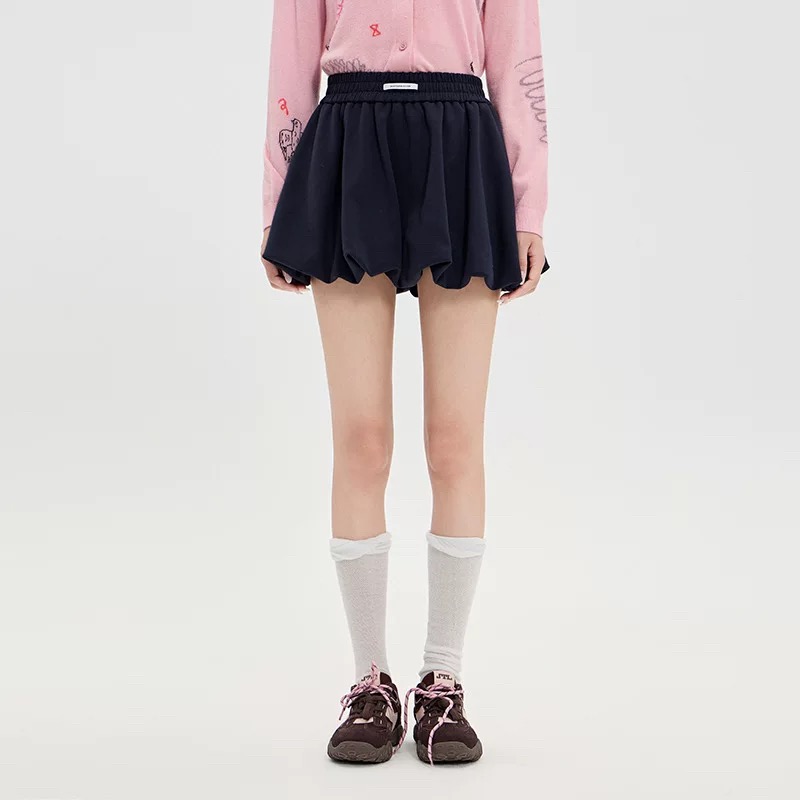 商场同款北欧时刻气质淑女花苞半身裙女25年秋新款百搭灯笼短裙子