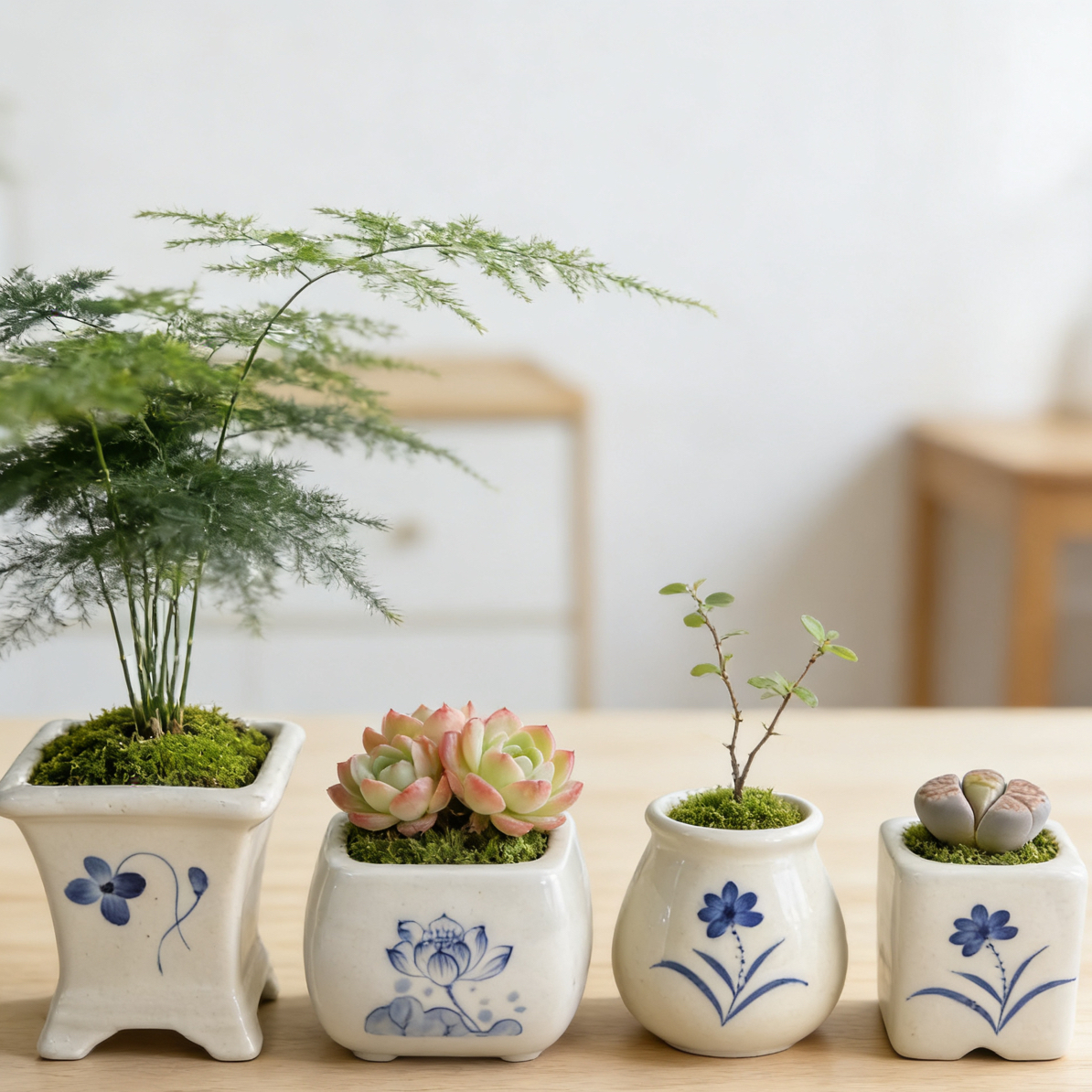 多肉透气花盆大小口径复古清新北欧风中国风桌面绿植花器8036