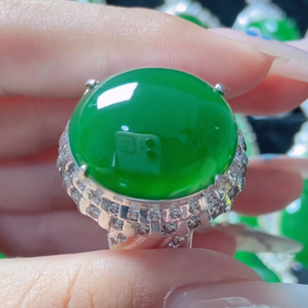 天然A货翡翠戒指