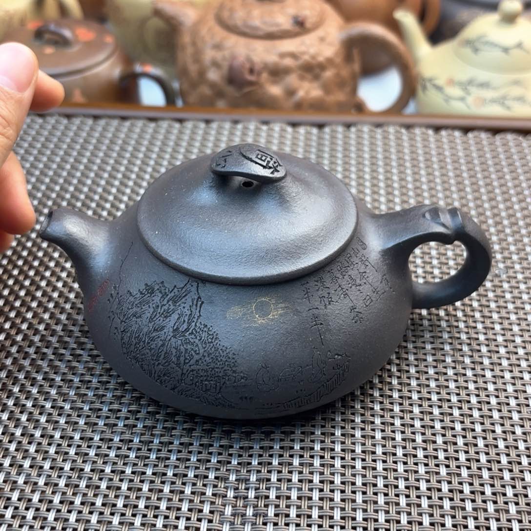 茶壶紫砂简瓢天青泥160c c