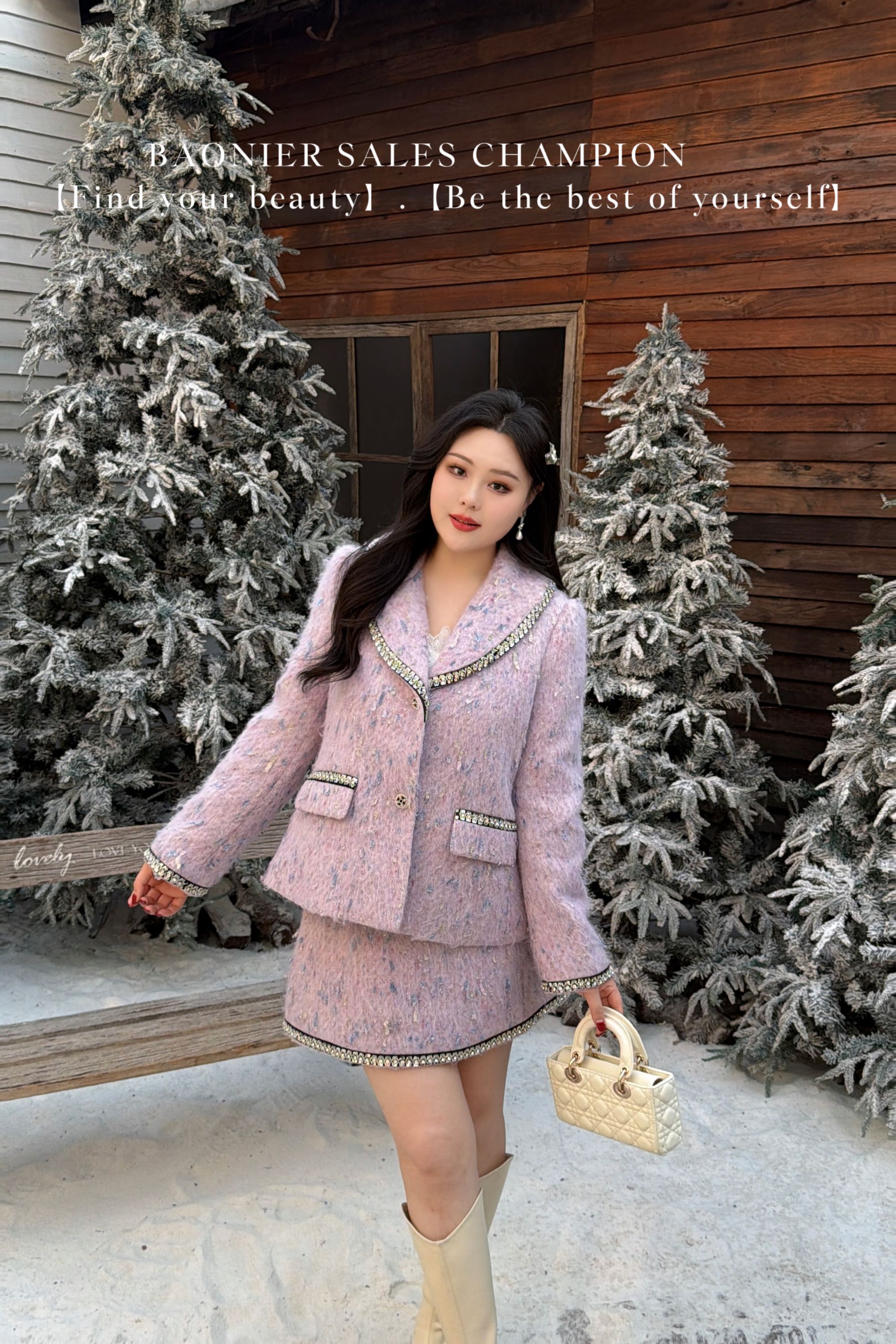 BAONI  2025冬季新款羊毛羽绒外套短裙#U25D6509