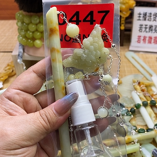 蛇纹石玉发簪未镶嵌素**尘