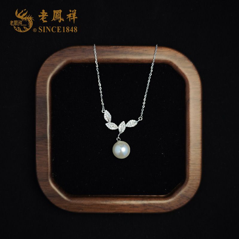 老鳯祥 坠链均925银 白露浮光项链秋冬氛围感锁骨毛衣链
