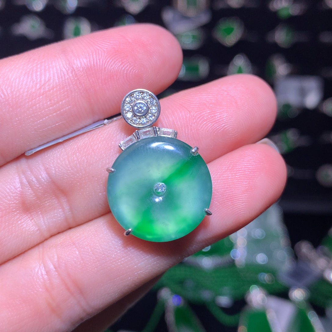 【闪购商品】翡翠银S925镶嵌颈饰天然翡翠