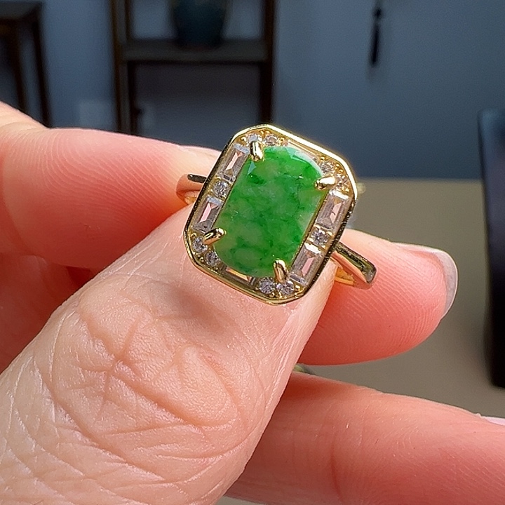 翡翠戒指银S925镶嵌戒指280