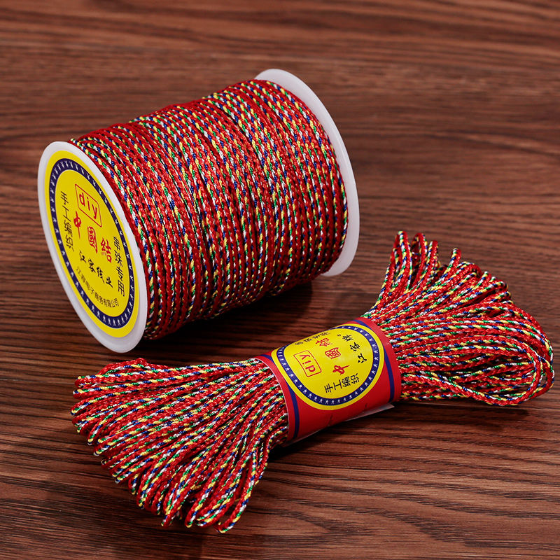 端午节五彩绳diy手工手绳彩色儿童手链项链七彩编织绳五色线绳子