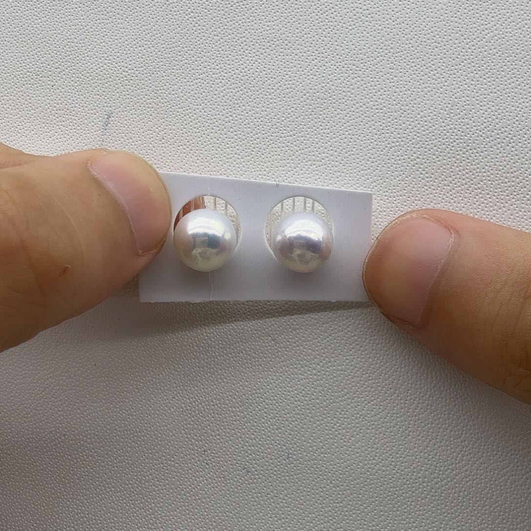 未镶嵌淡水珍珠耳饰4号 star 19.9得1对 9-10极光圆巴