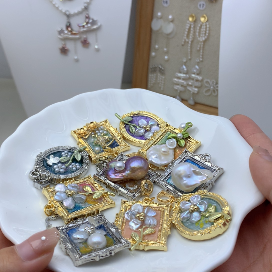 吊坠(不含链)淡水珍珠合金