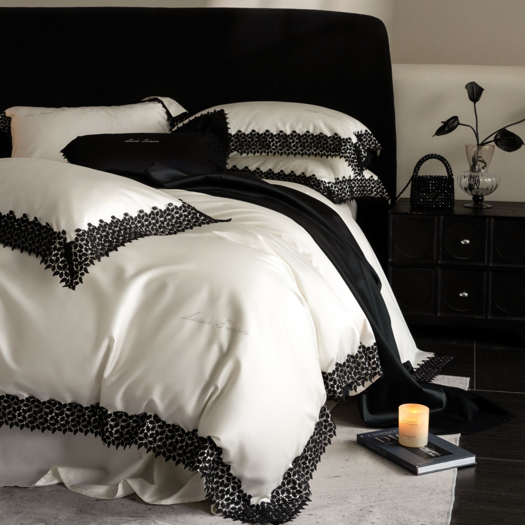 NICE（星娜）超细旦天丝棉花边款四件套轻奢简约