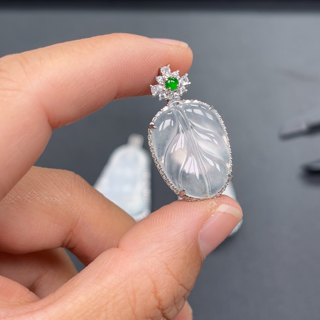 翡翠银S925镶嵌吊坠(不含链)