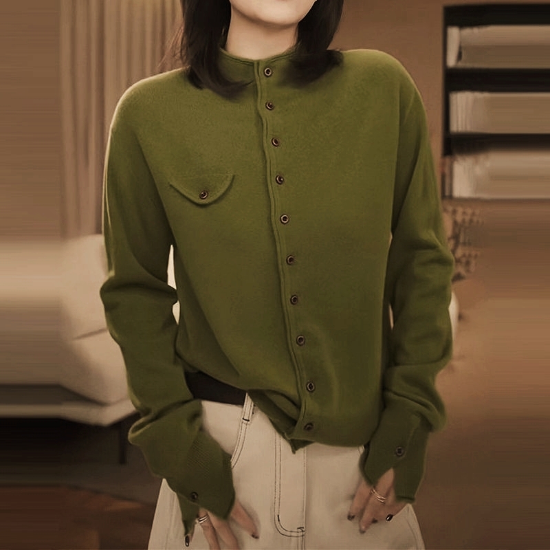 气质小立领毛衣女秋冬季2025新款设计针织衫时尚百搭开衫 #m825