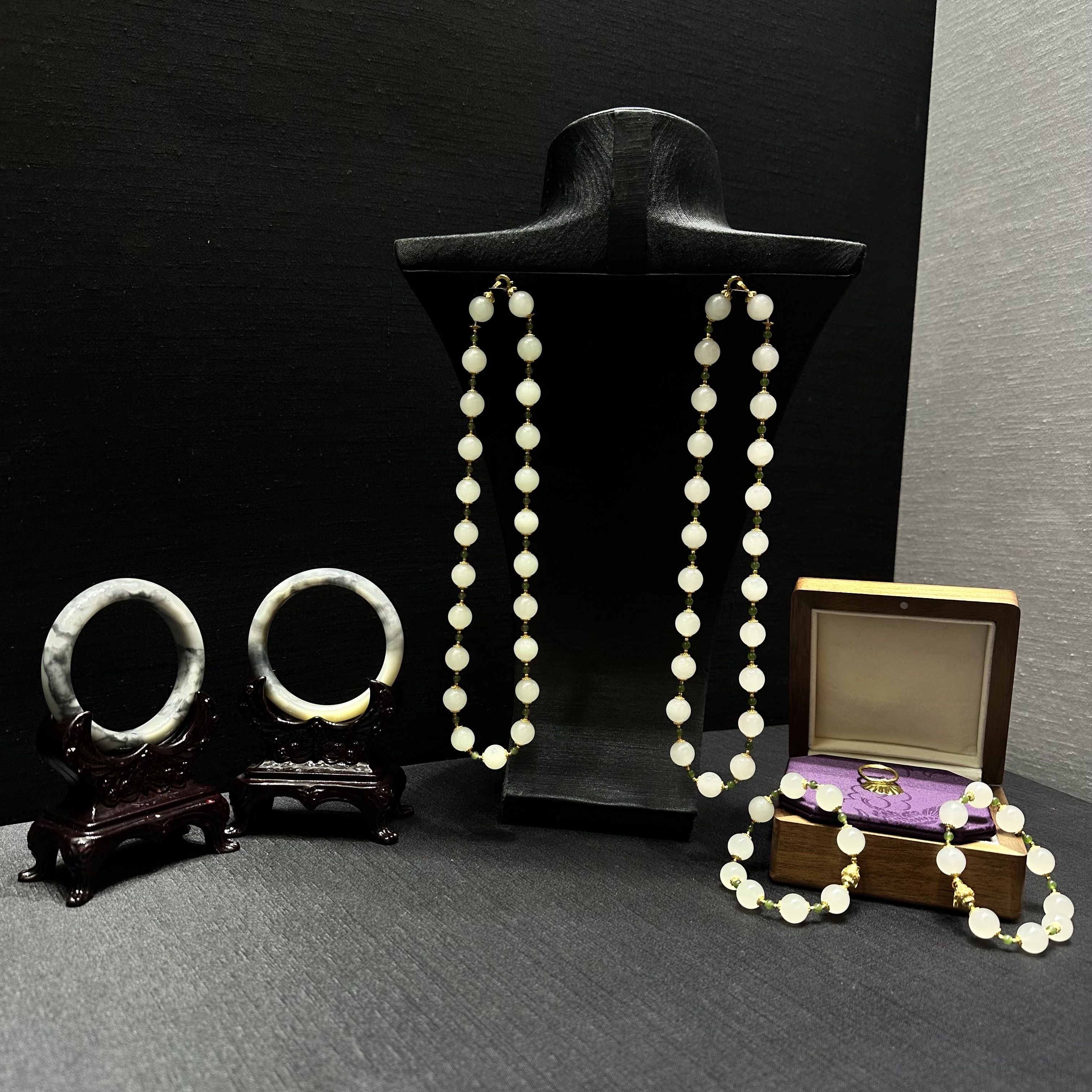 T1205-693-251和田玉手镯+项链+手串（三件/多样性发/圈口自选）F