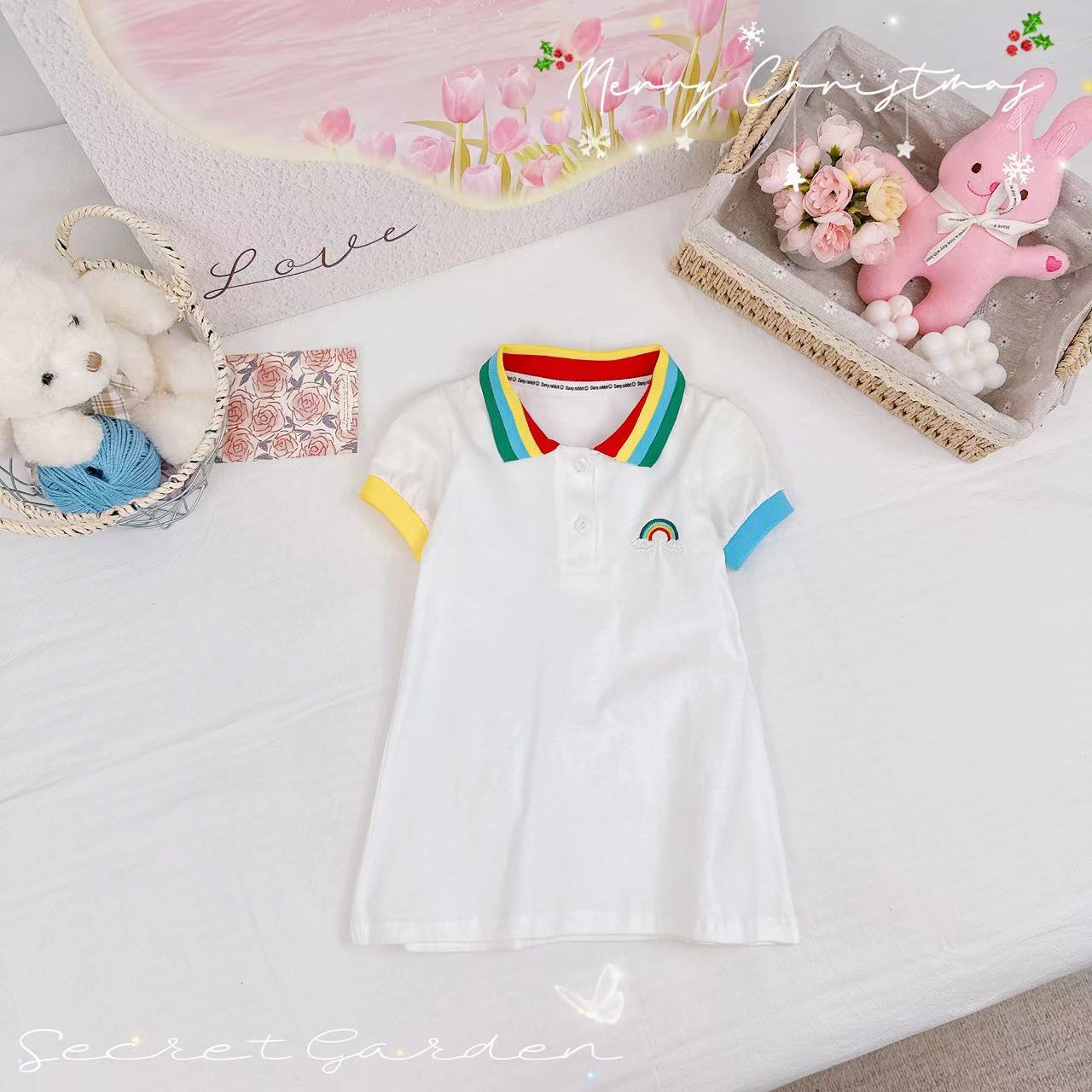 夏款新款女童元气彩虹POLO领连衣裙.D-C960