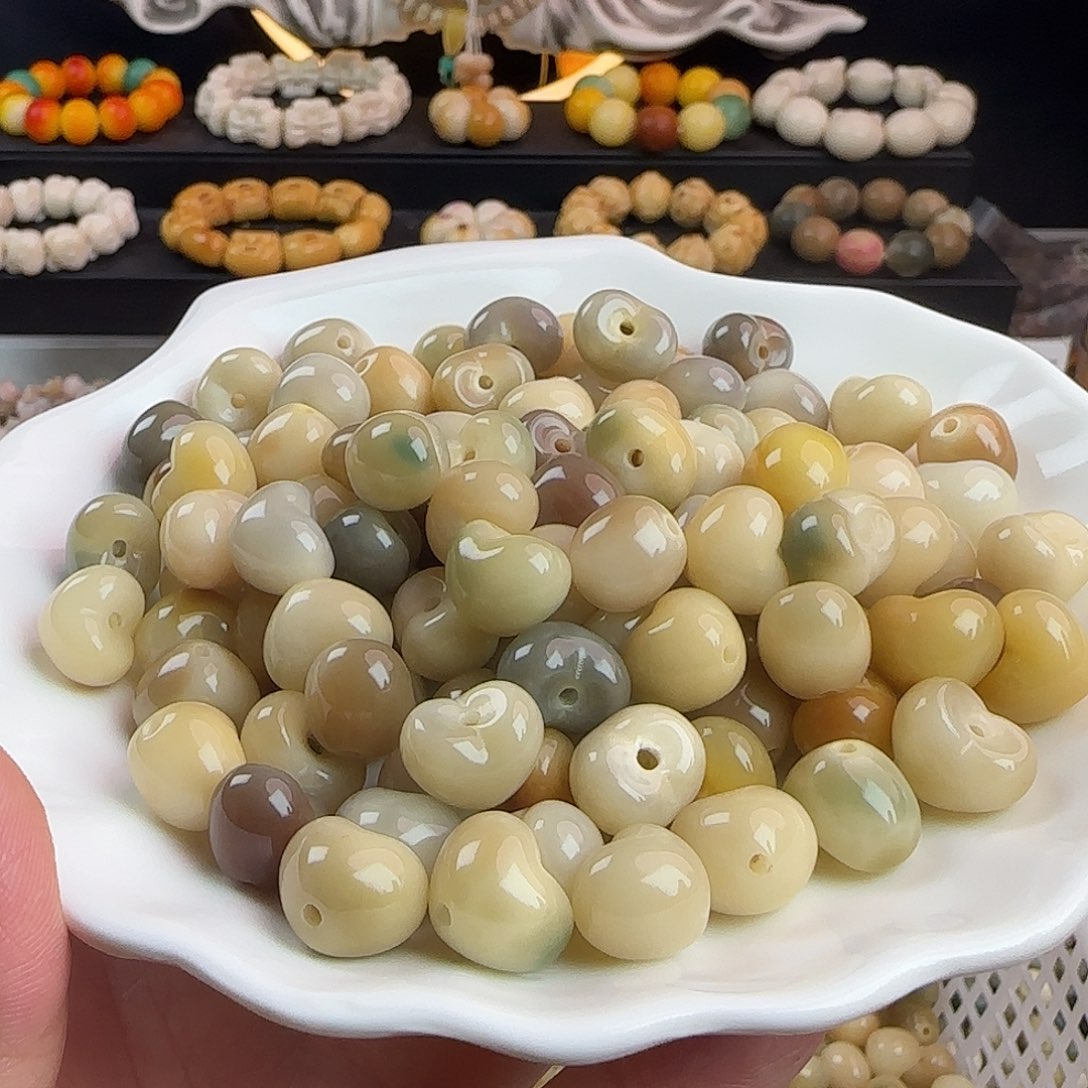 菩提根/象牙果吊坠卡13玉化萤火爱心20颗