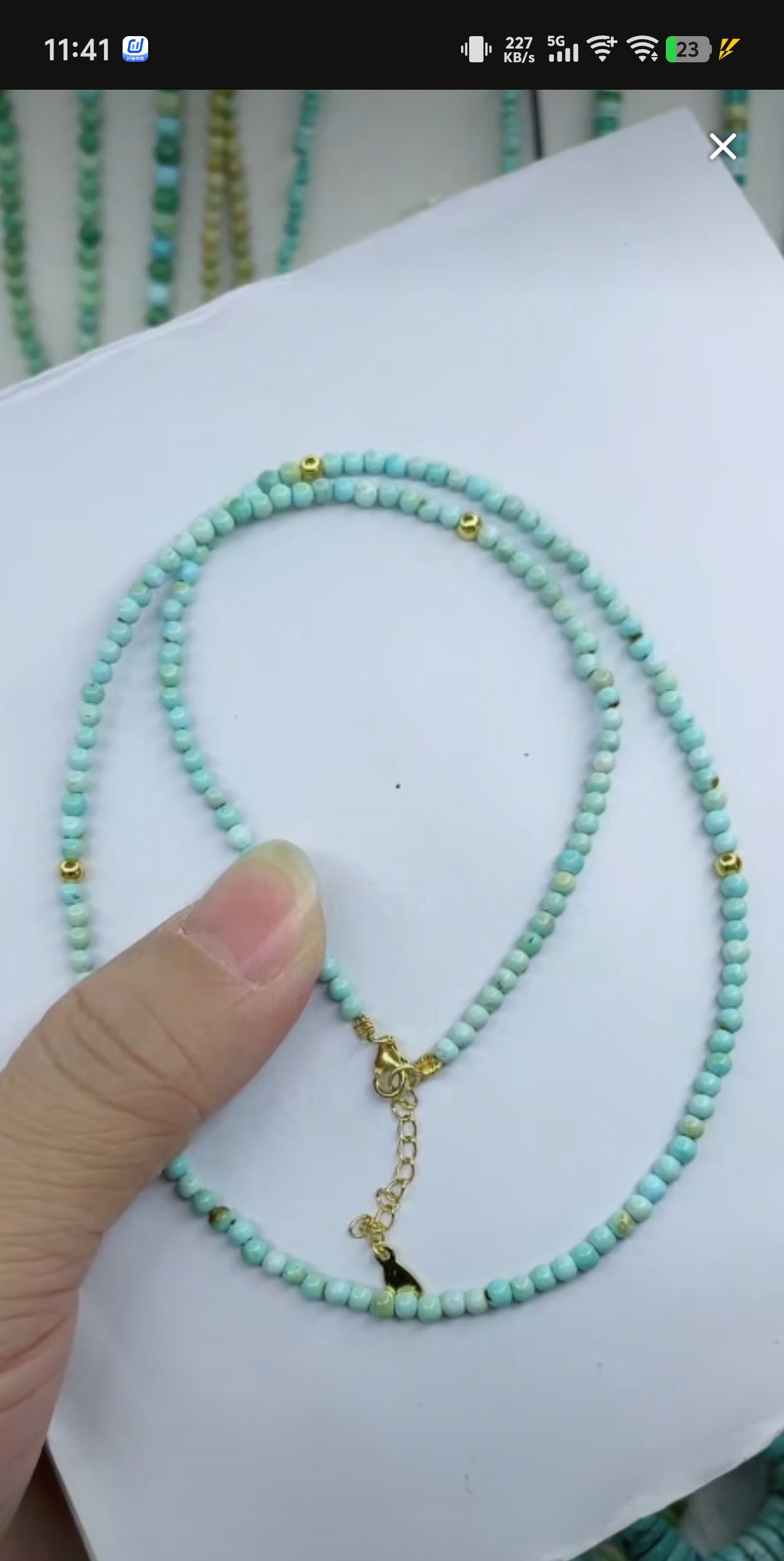 天然原矿绿松石米珠链