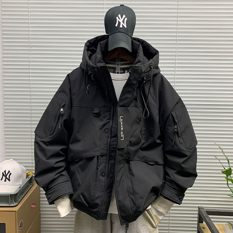 90白鸭绒工装连帽羽绒服男女款潮牌冬季加厚户外防风保暖时尚外套