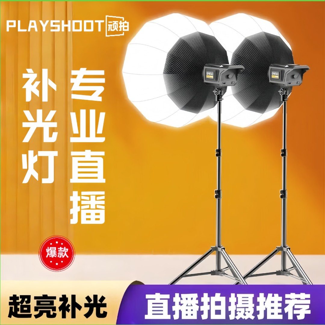 顽拍100W直播影棚打光灯led补光灯直播间深抛柔光灯球形摄影灯