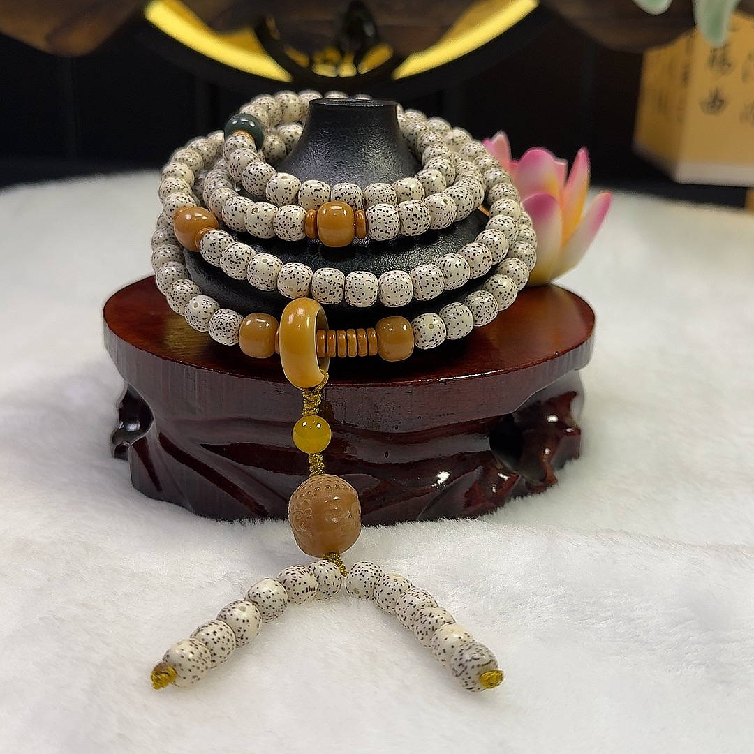 海南星月菩提原生态8*7mm老型桶珠108颗多圈文玩手串