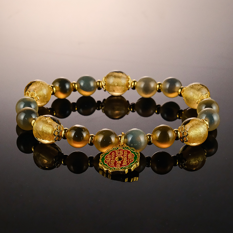 原创设计黄糖心玛瑙手链女款复古风手链-6313