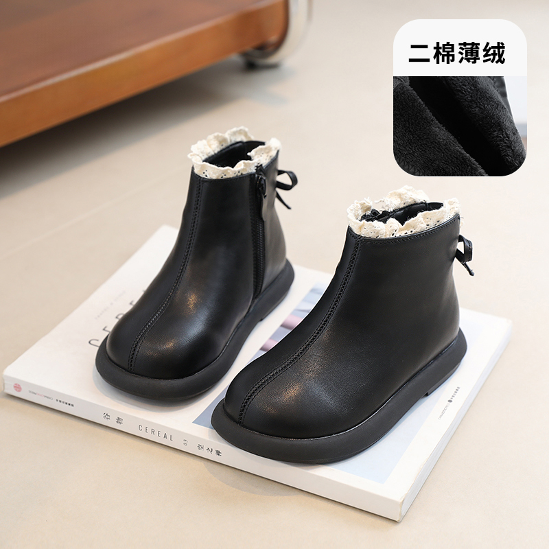 新款儿童马丁靴2025秋冬短靴加绒皮靴软底女孩公主风靴子洋气棉靴