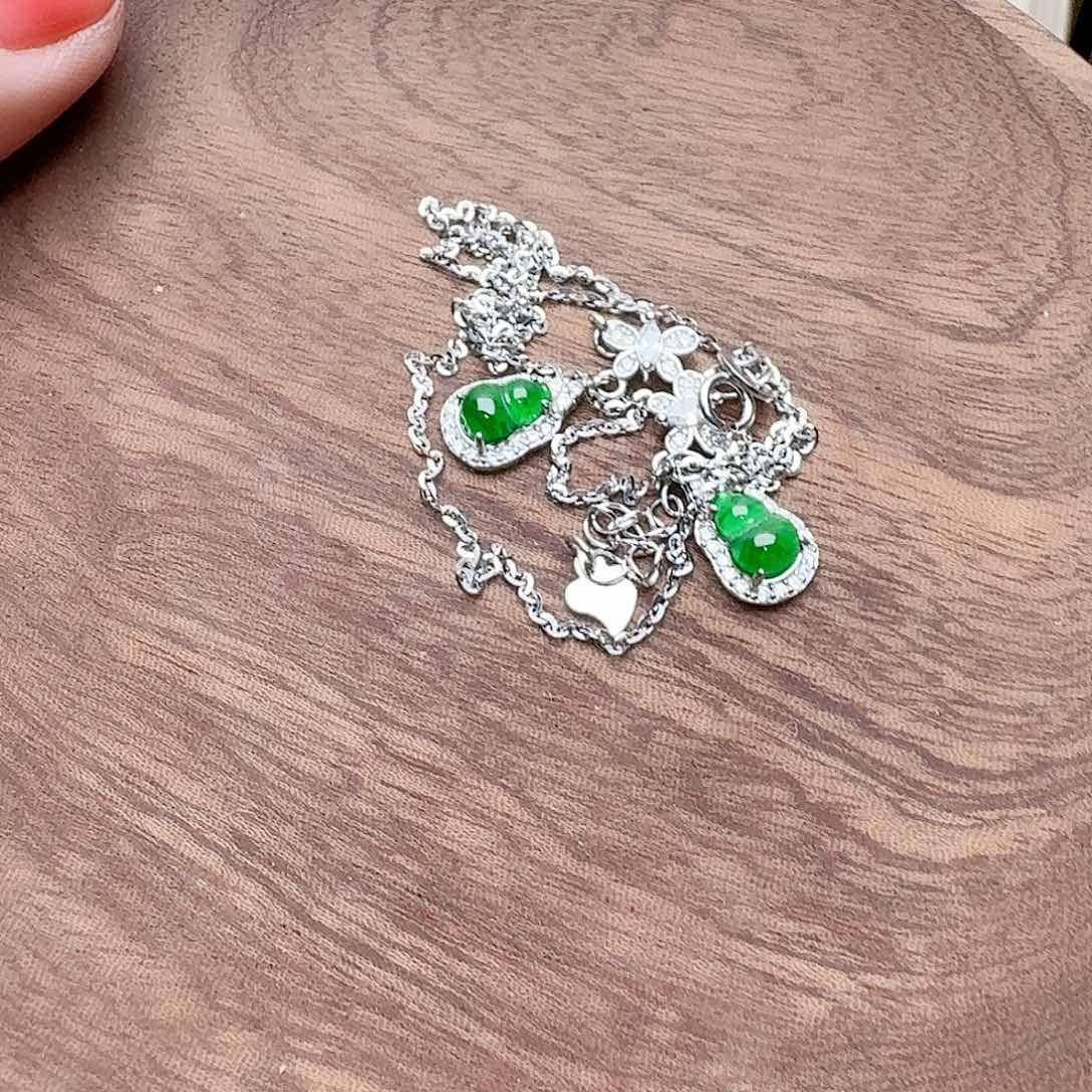 翡翠颈饰银S925镶嵌吊坠