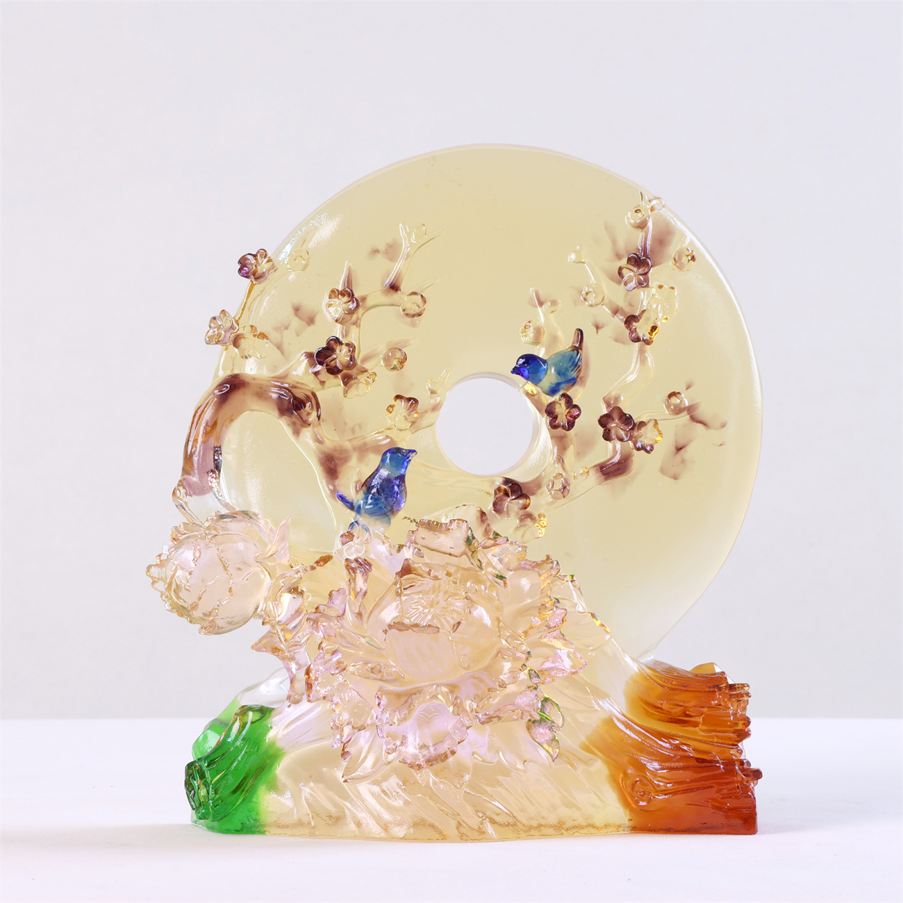 古法琉璃摆件《花好月圆》工艺品客厅酒柜装饰中式高档公司开业玄关