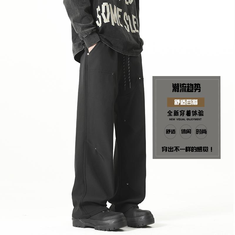 舒适DA232HK9571P35复古纯色伐木裤男士春季潮牌宽松直筒休闲裤